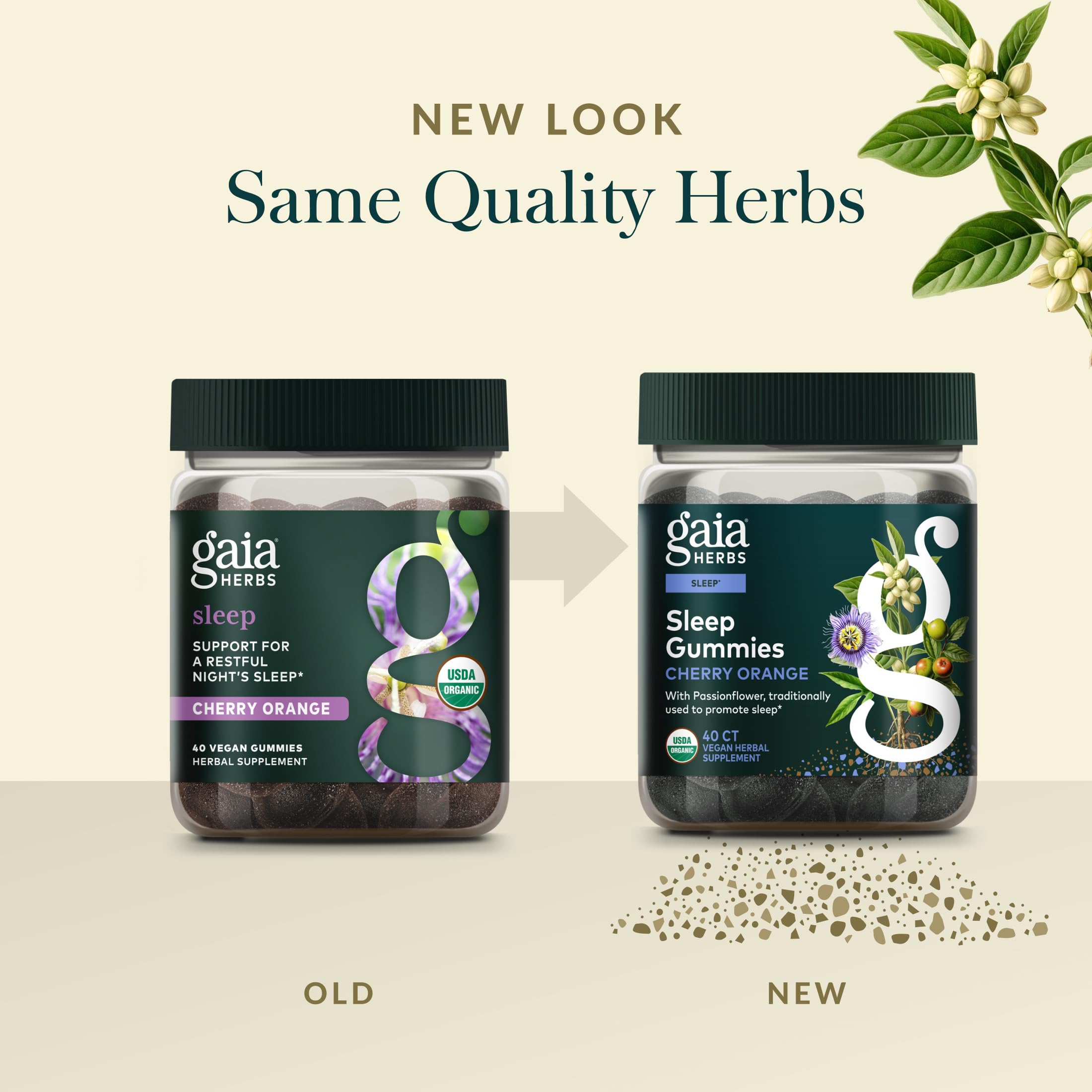 Gaia Sleep Gummies bottle beside a pillow ideal for night time routine