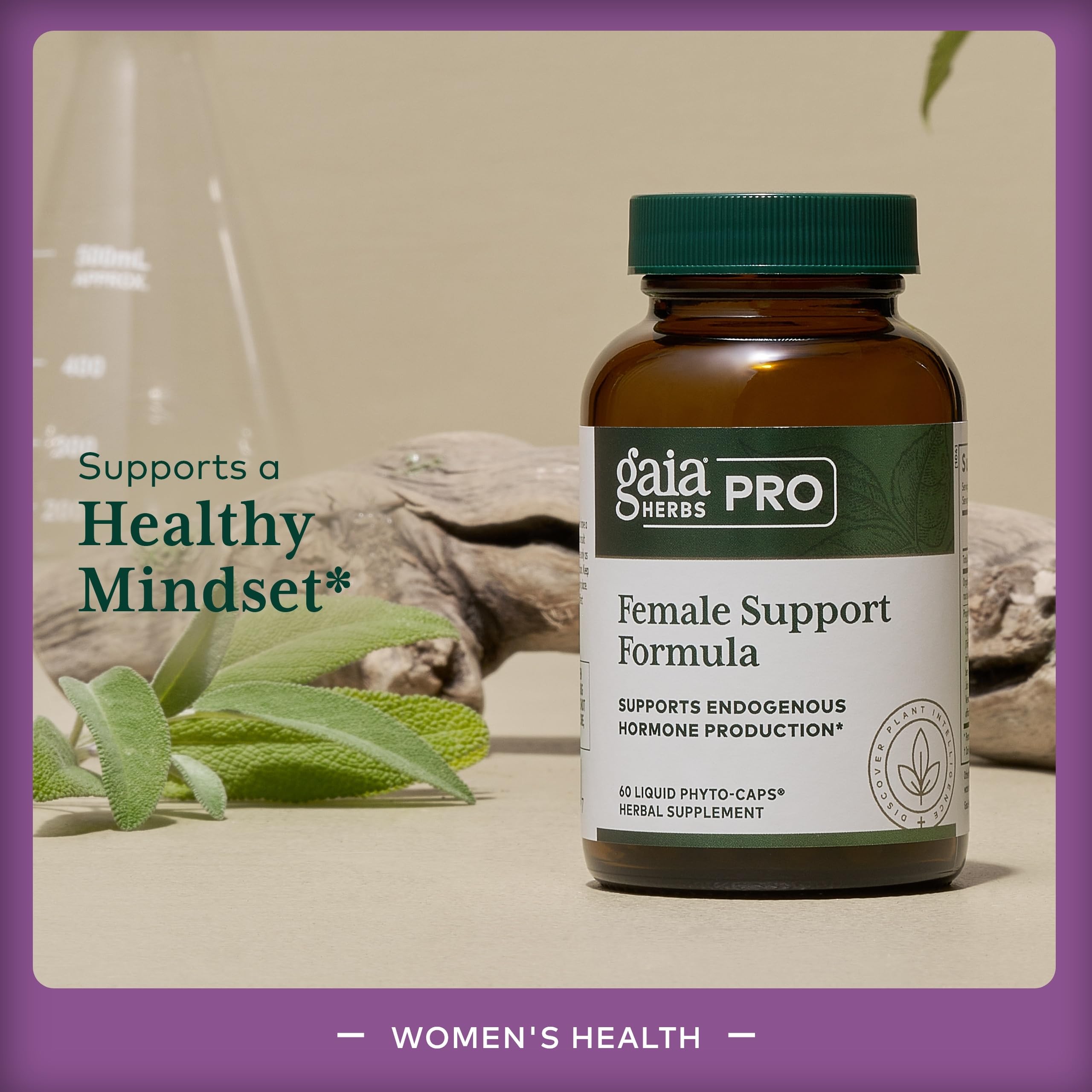 Gaia Herbs PRO alfalfa leaf ingredient highlighted in the blend.