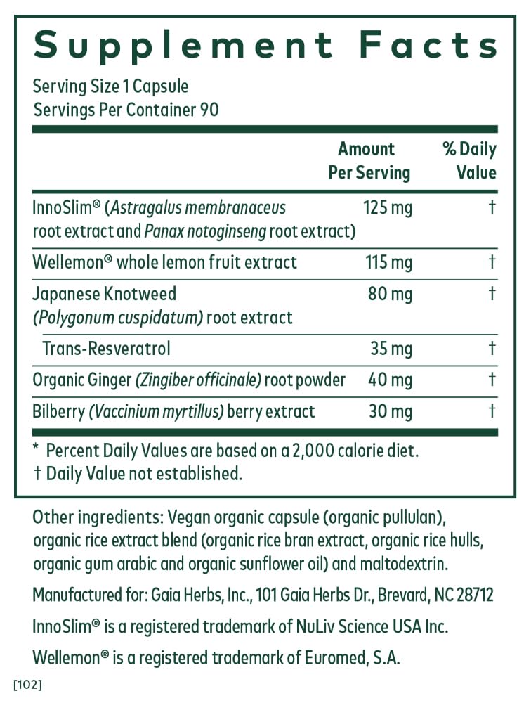 Gaia Herbs PRO AMPK Activator capsules close-up highlighting caffeine-free energy