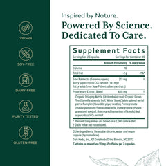 Gaia Herbs PRO Prostate Formula bottle back with dosage guidance.