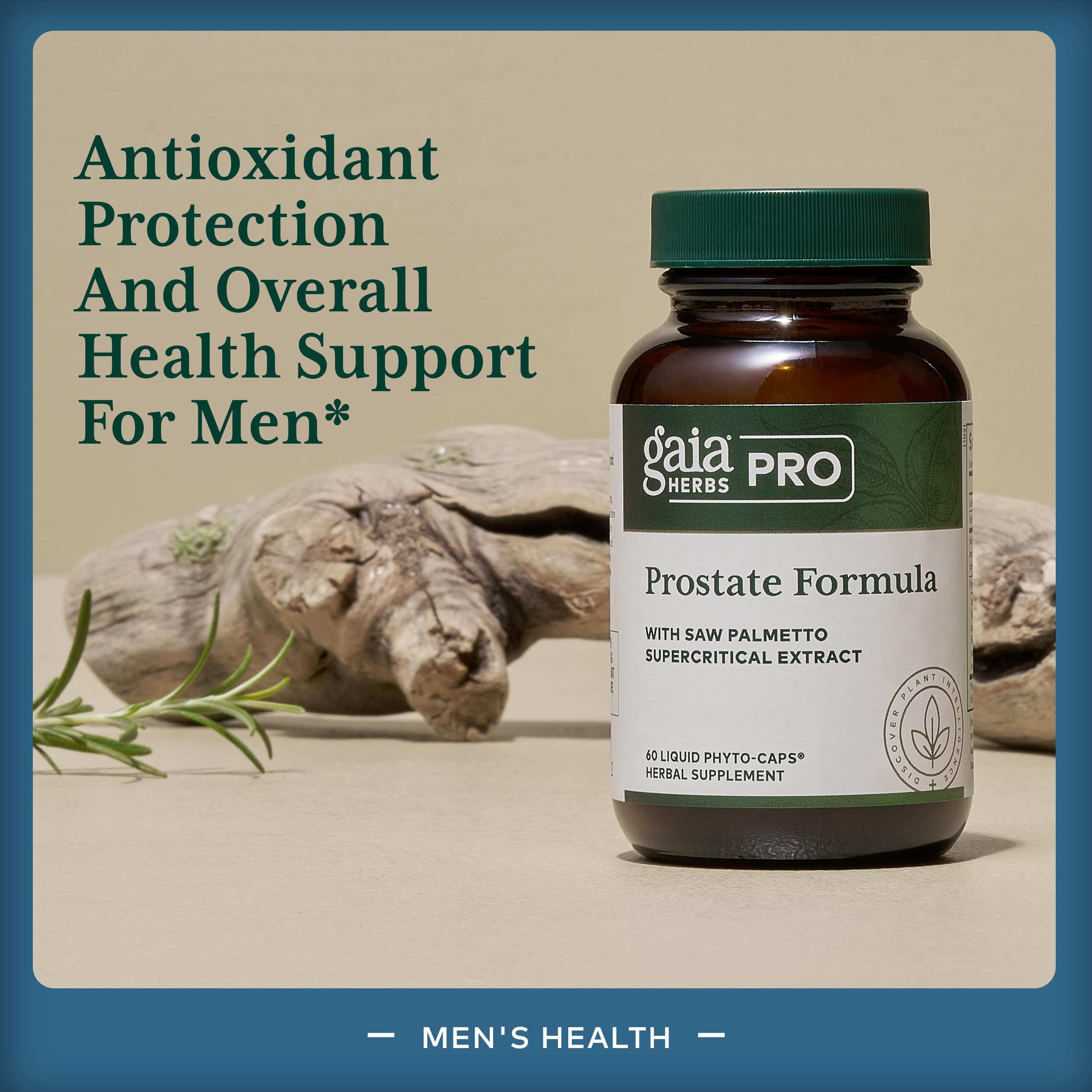 Gaia Herbs PRO Prostate Formula cap close-up showing freshness seal.