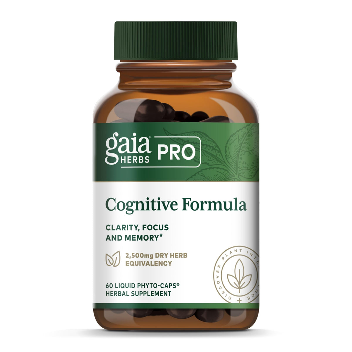 Gaia Herbs PRO Cognitive Formula bottle showing brain health support.