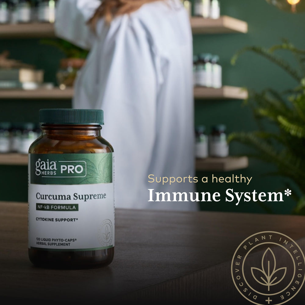 GAIA HERBS PRO Curcuma Supreme: absorción optimizada gracias al extracto de pimienta negra.