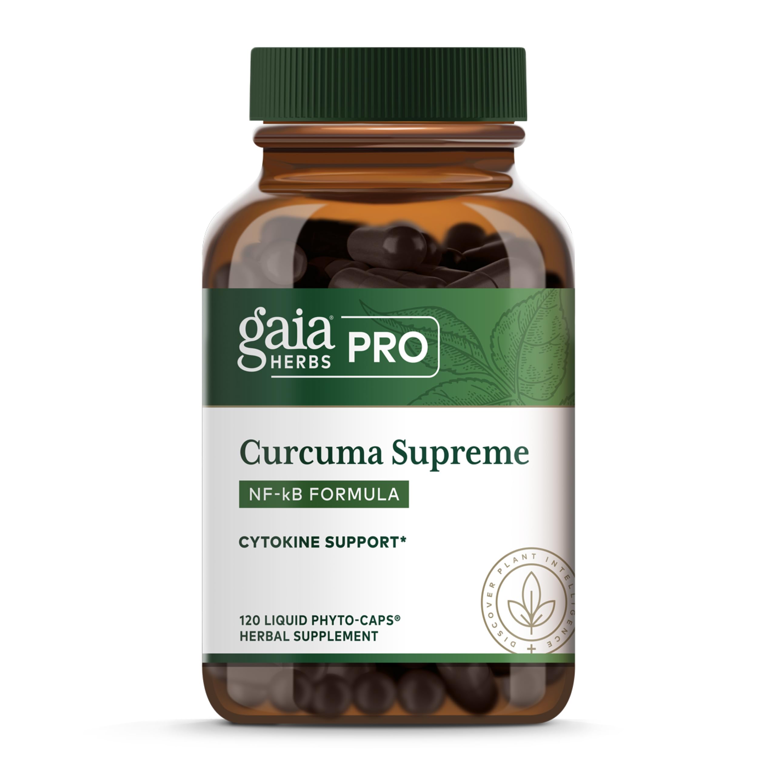 GAIA HERBS PRO Curcuma Supreme: cápsulas suaves para apoyo al bienestar diario.