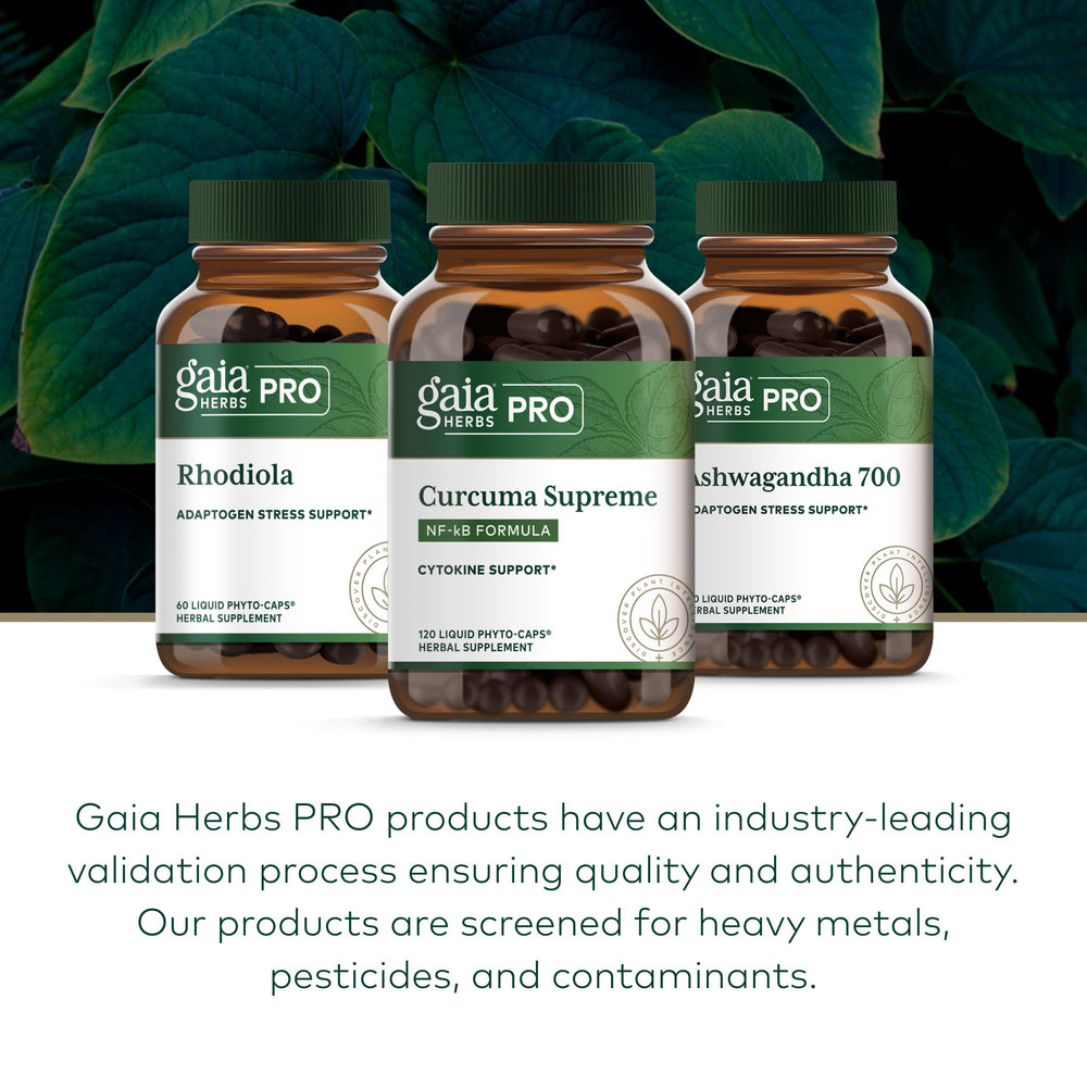 GAIA HERBS PRO Curcuma Supreme: cultivo orgánico regenerativo certificado para mayor confianza.