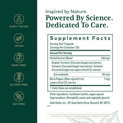 GAIA HERBS PRO Curcuma Supreme: pimienta negra que favorece la absorción de curcumina.