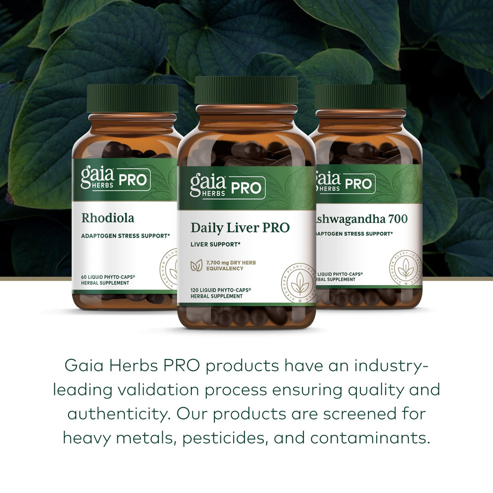 GAIA Herbs PRO Daily Liver Pro farm scene shows regenerative organic fields and herbs