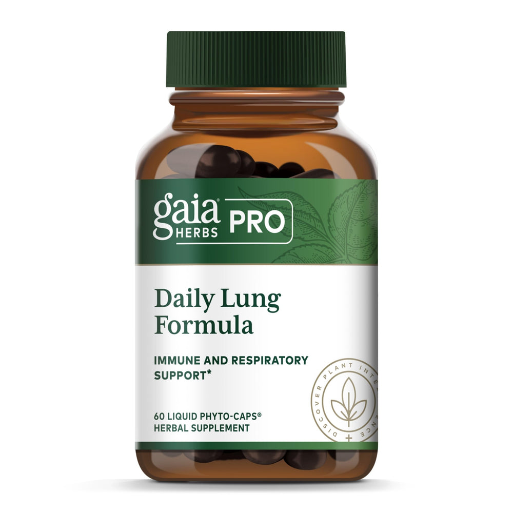 Gaia Herbs PRO Daily Lung Formula bottle for daily respiratory support.