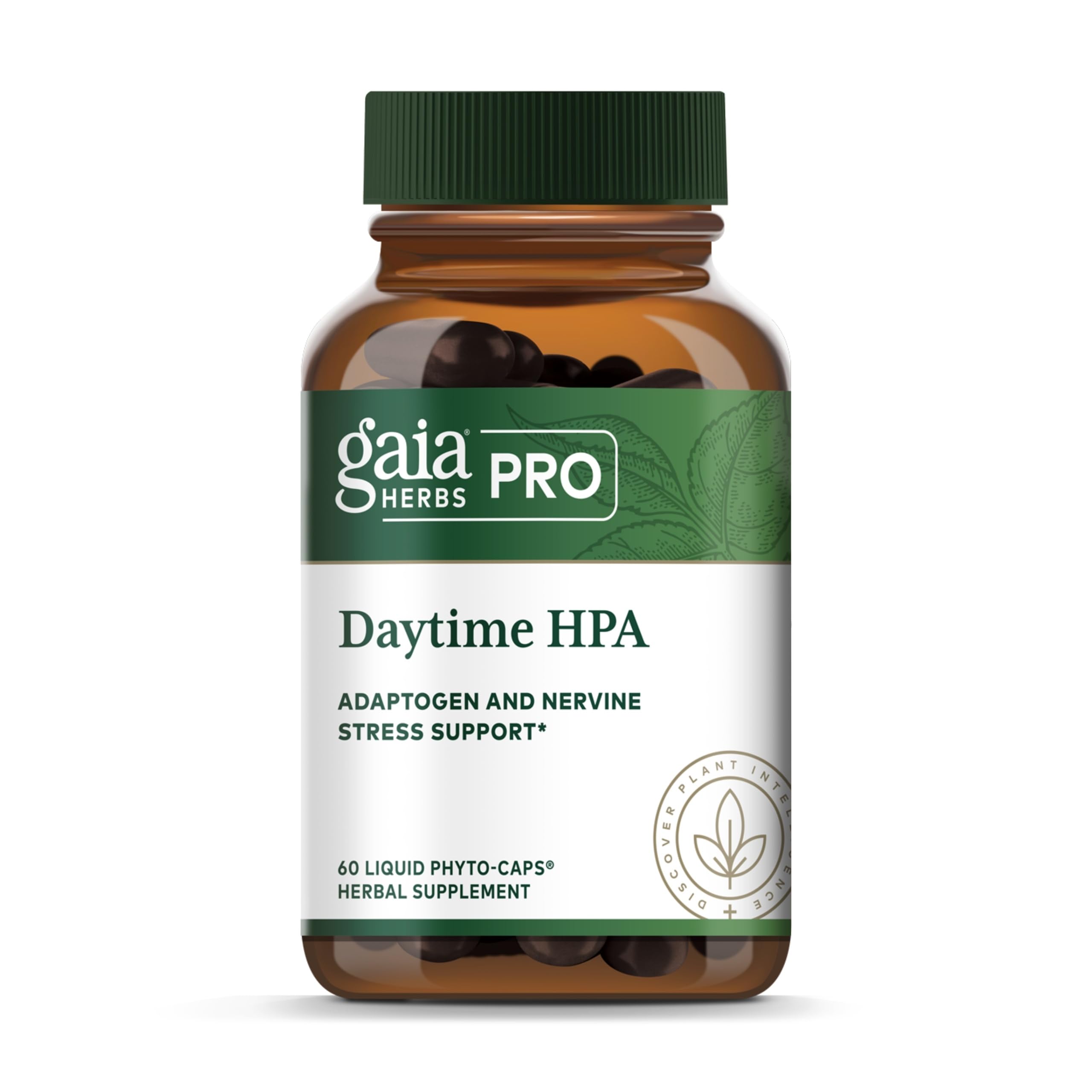 Gaia Herbs PRO Daytime HPA bottle shown, a daily adaptogen blend for steady energy