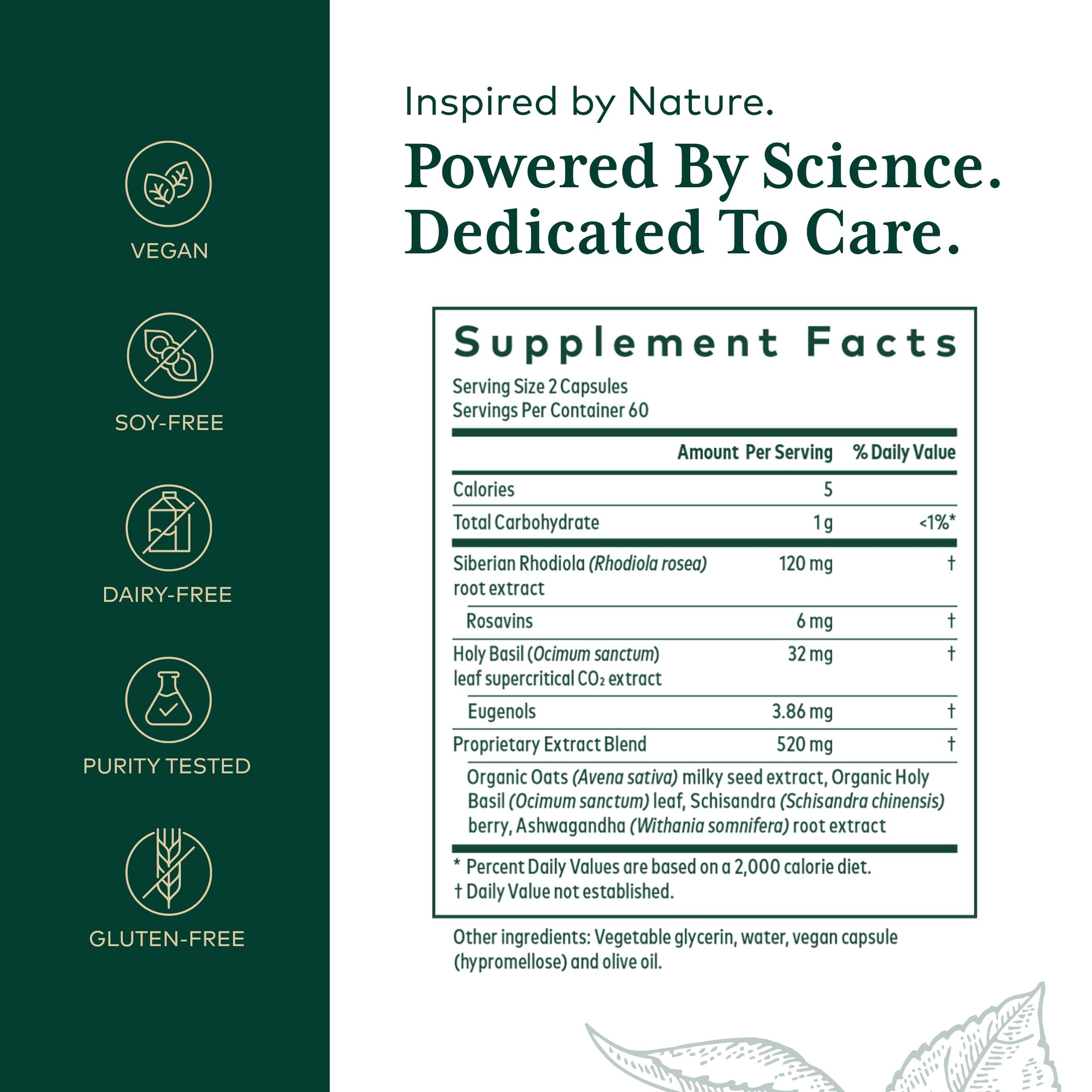 Close-up of GAIA Herbs Pro Daytime HPA capsules for energy balance.