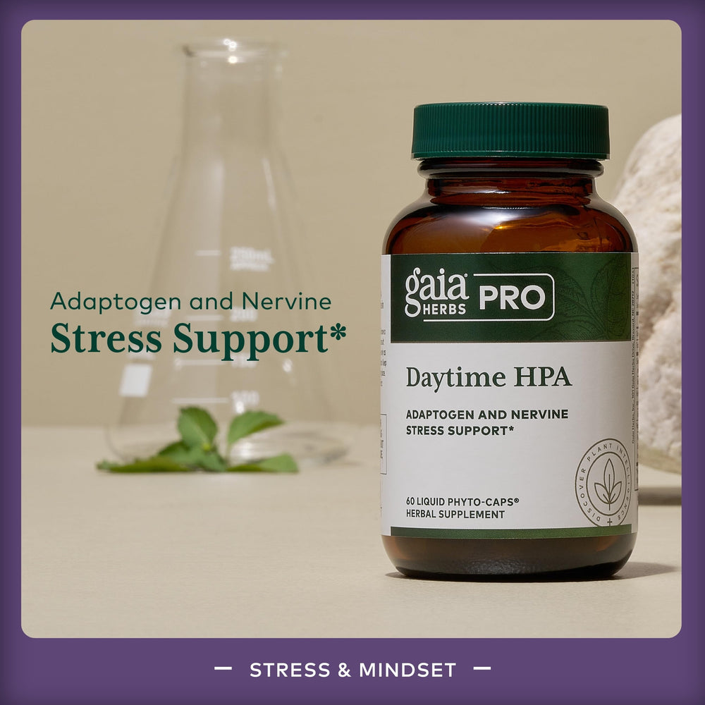 Gaia Herbs PRO Daytime HPA olive oil carrier supports nutrient delivery