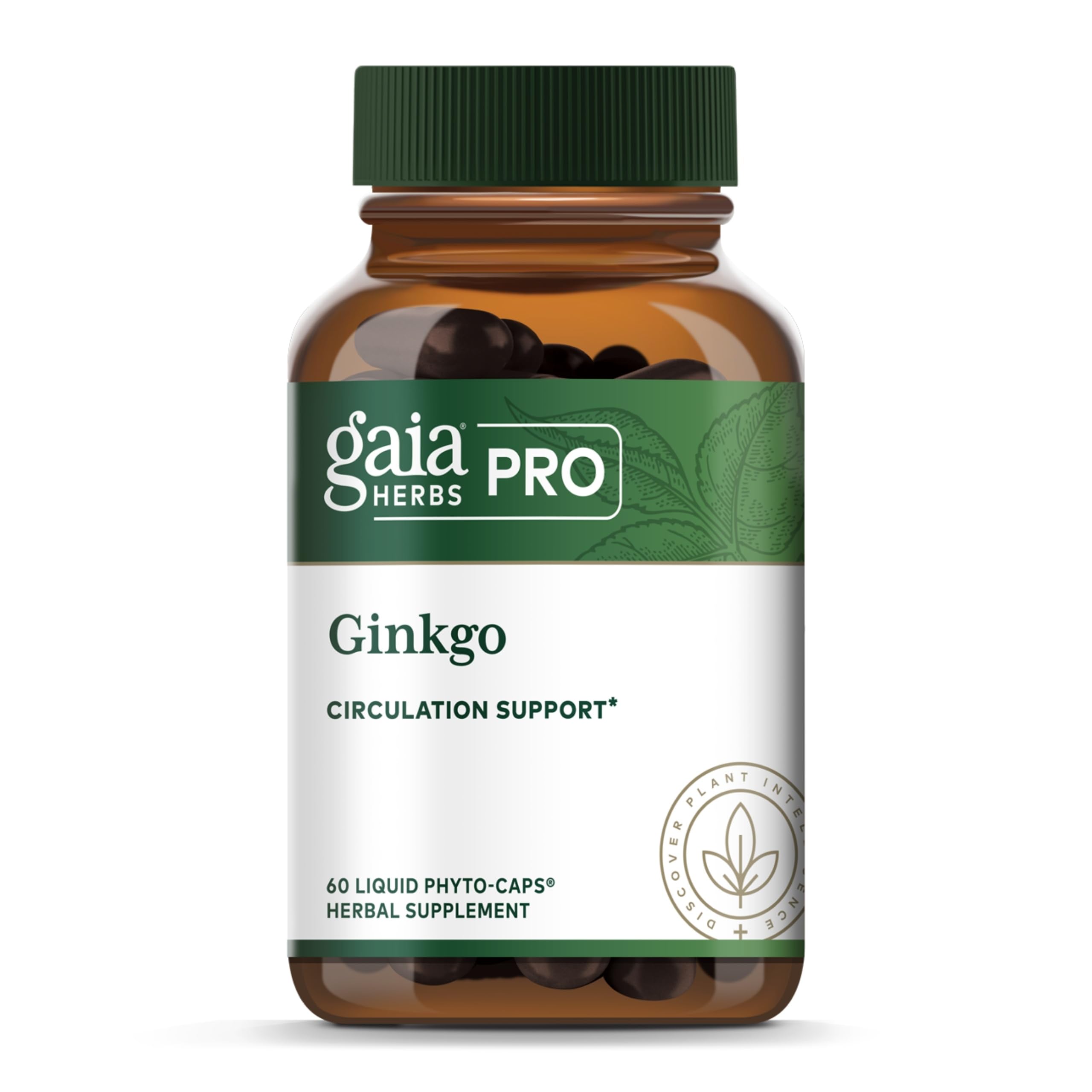 Gaia Herbs PRO Ginkgo bottle front highlighting brain support
