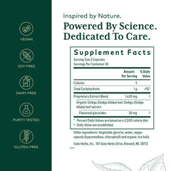 Gaia Herbs PRO Ginkgo bottle label detail with organic certification