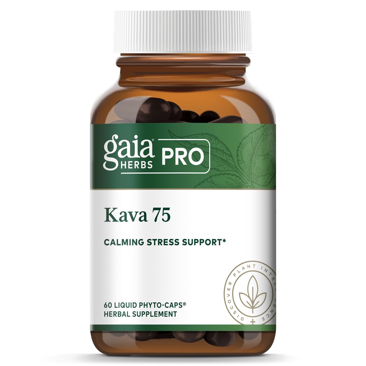 Gaia Herbs PRO Kava 75 bottle for calming support and relaxed moments.