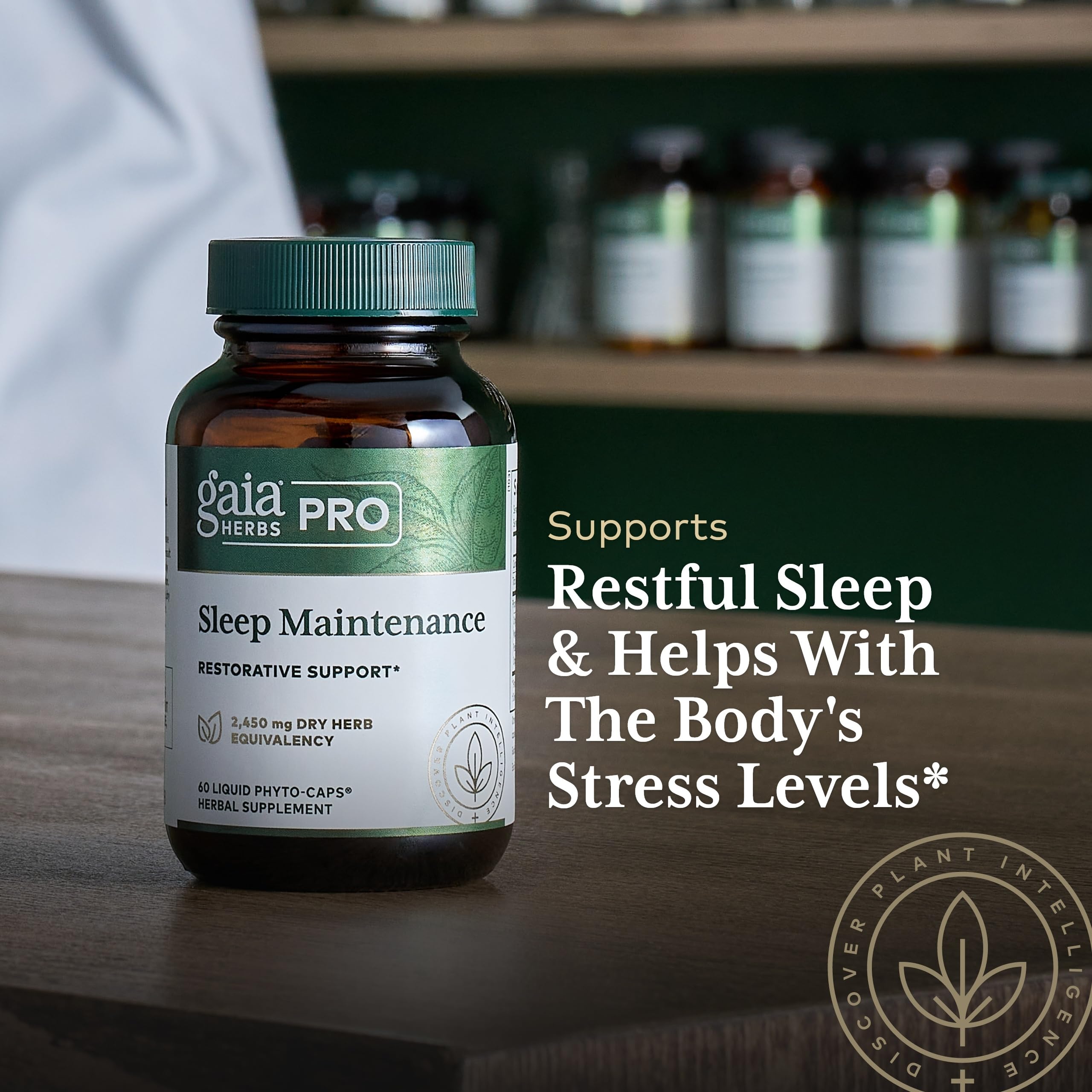 Gaia Herbs PRO liquid-filled capsules ready for nightly use to support restful sleep.