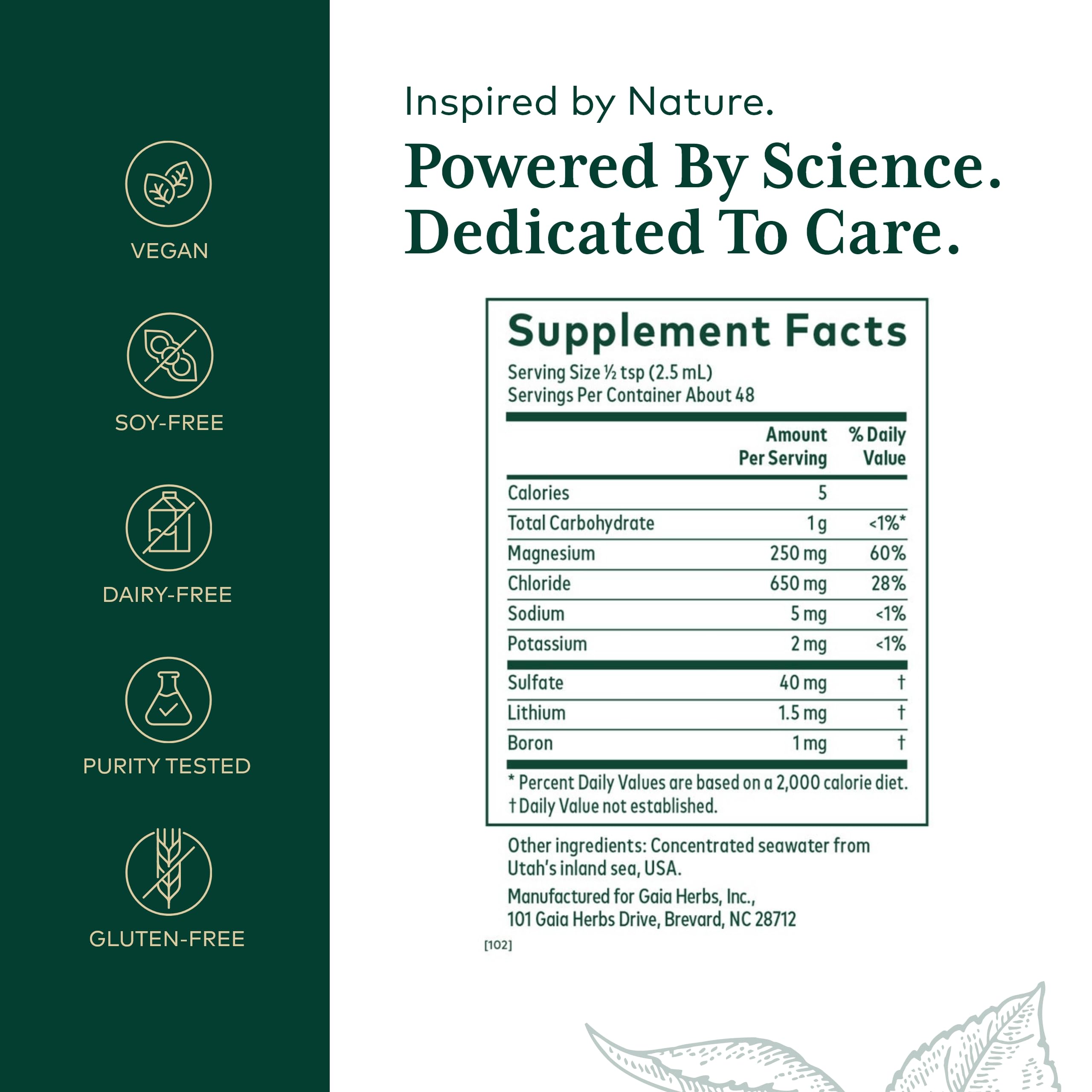Gaia Herbs PRO liquid magnesium pour shows easy dosing for daily energy.