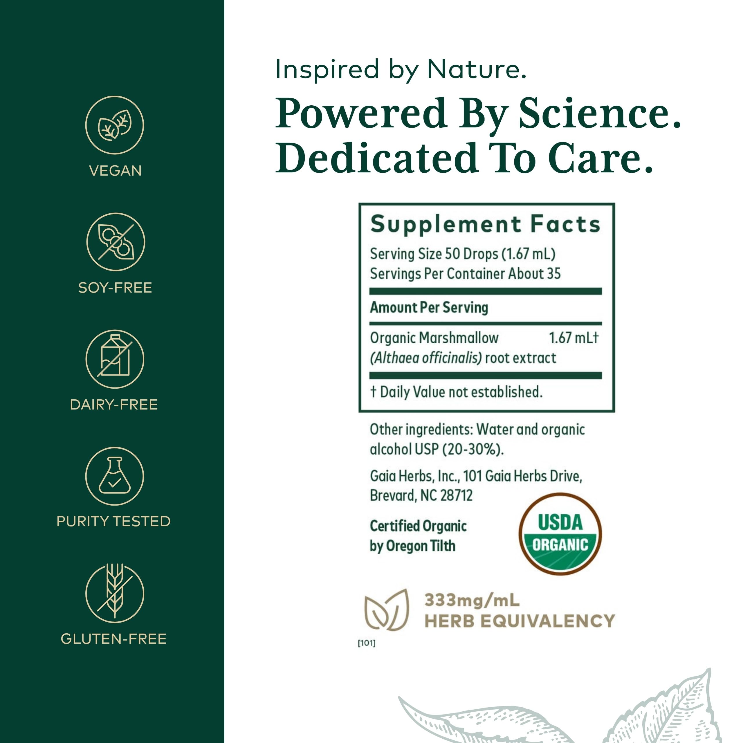 GAIA HERBS PRO Marshmallow Root tincture pour for gentle digestive support.