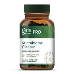 GAIA Herbs Pro microbiome cleanse bottle showing label for digestive support