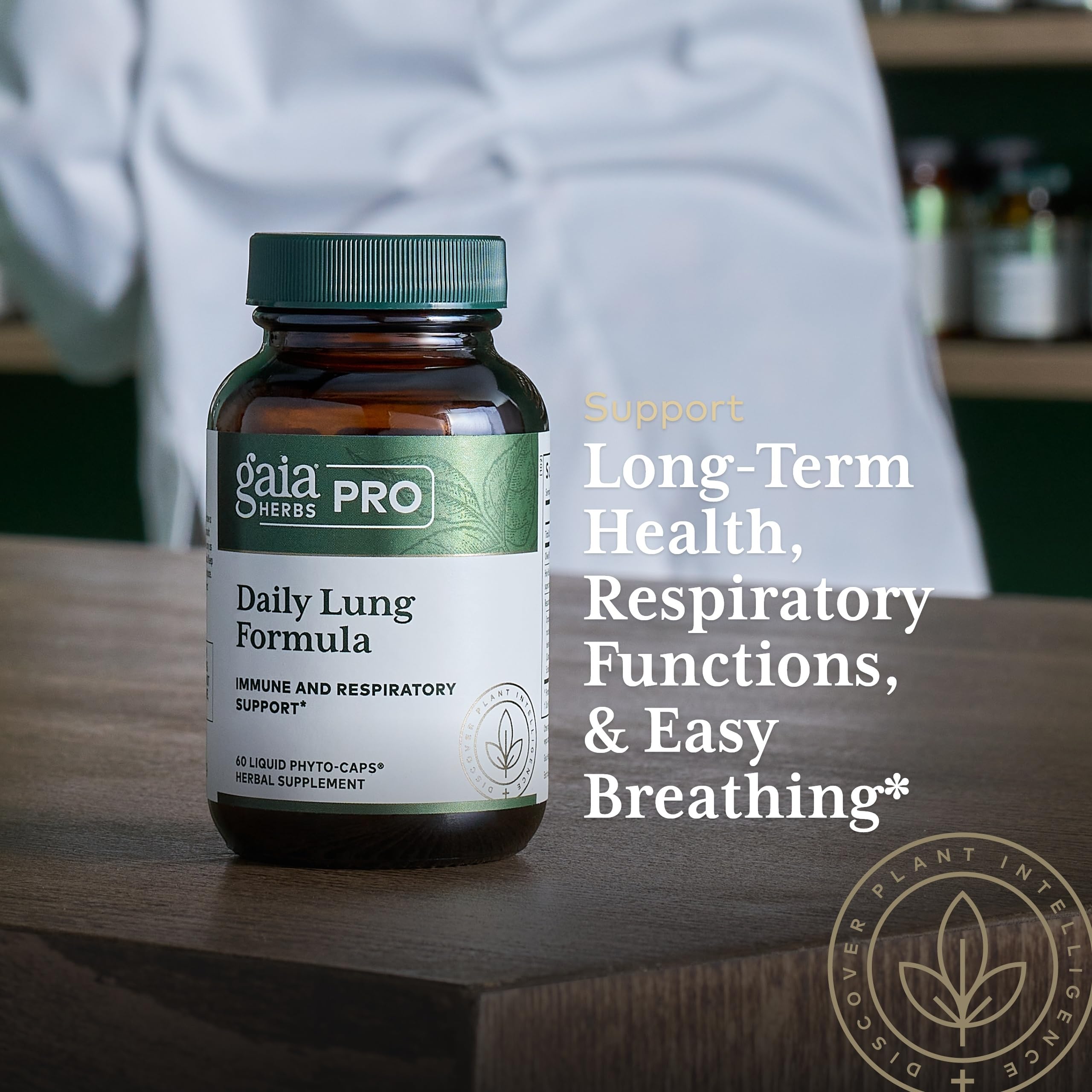 Gaia Herbs PRO mullein leaf and marshmallow root support lung health.