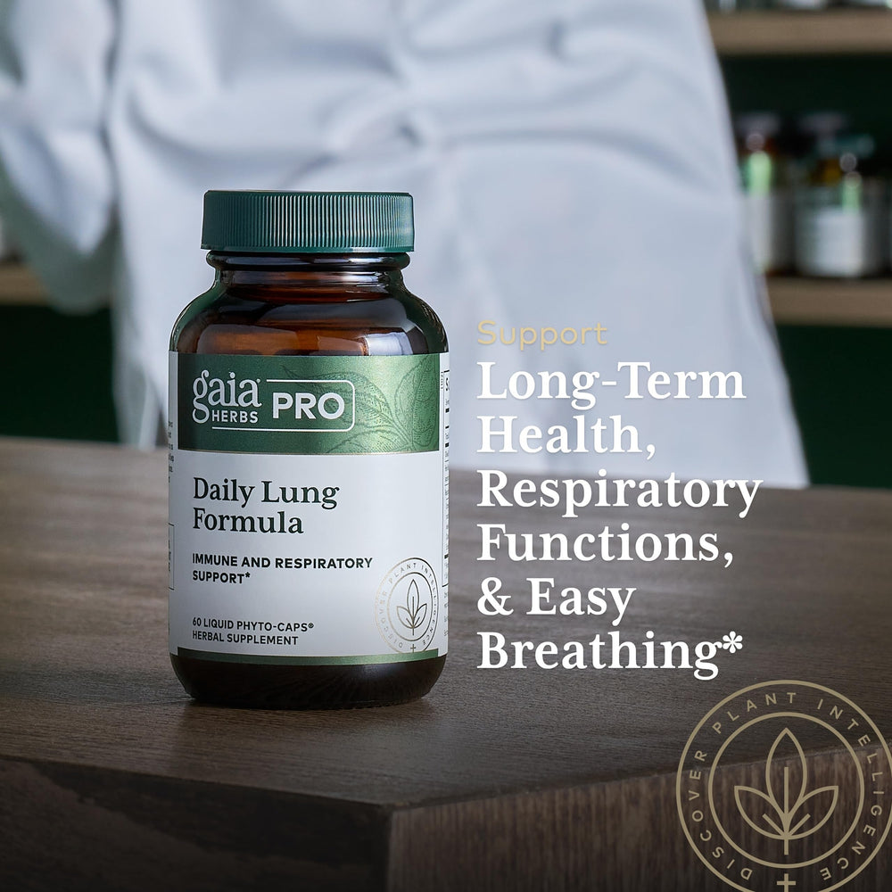 Gaia Herbs PRO mullein leaf and marshmallow root support lung health.
