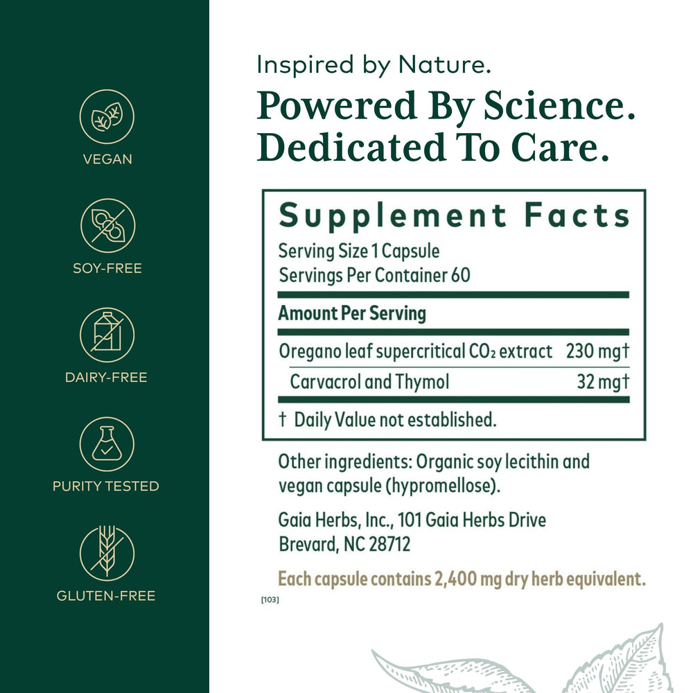 GAIA Herbs PRO Oil of Oregano capsules arranged for daily immune support