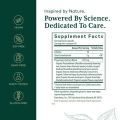 Gaia Herbs PRO Sleep Formula capsules close-up with valerian and passionflower.