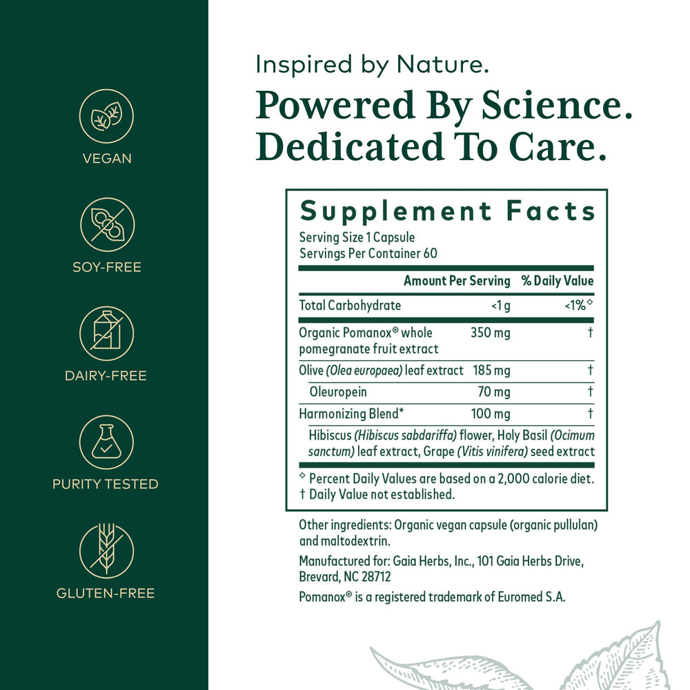 Gaia Herbs PRO Systolic Complex capsules closeup, suggesting easy daily support.