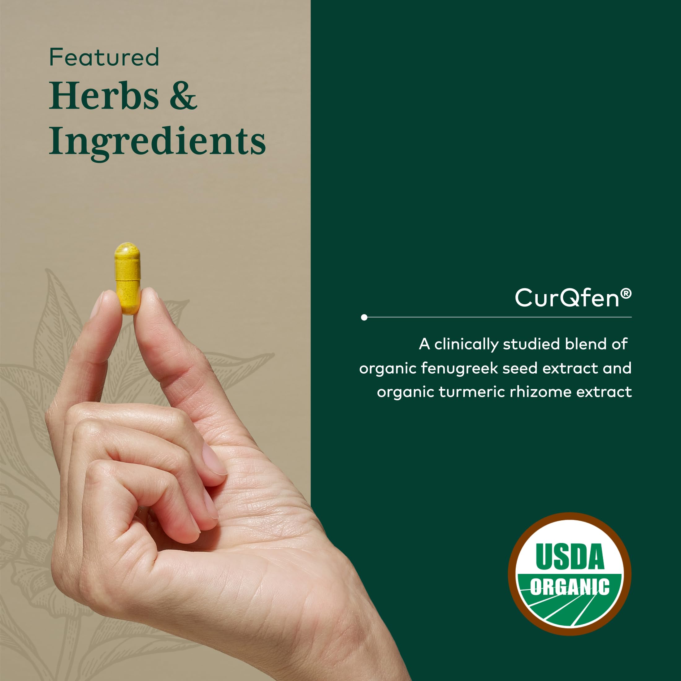 Gaia Herbs PRO Turmeric Fenugreek Complex bottle on packaging display for organic wellness