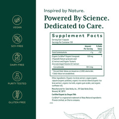 Gaia Herbs PRO Turmeric Fenugreek Complex label detail with turmeric imagery for antioxidant support