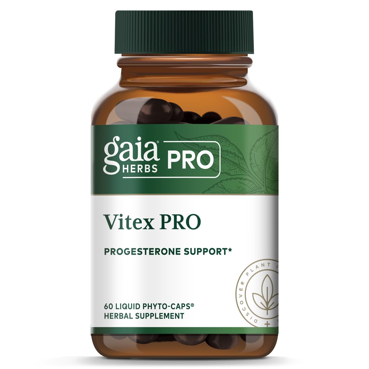 Gaia Herbs PRO Vitex Pro bottle being poured for convenient daily hormone balance