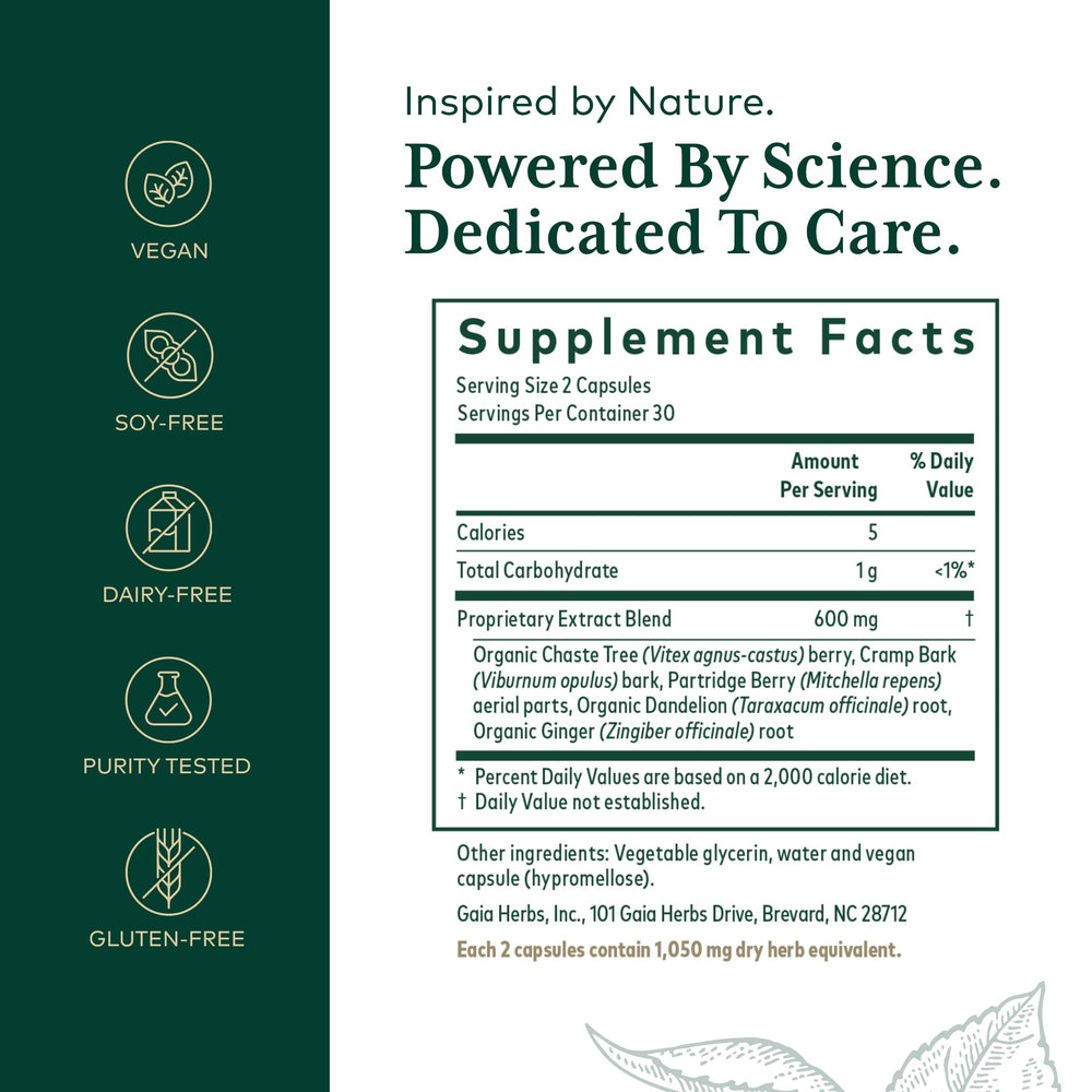 Gaia Herbs PRO Vitex capsules ready for daily hormonal balance