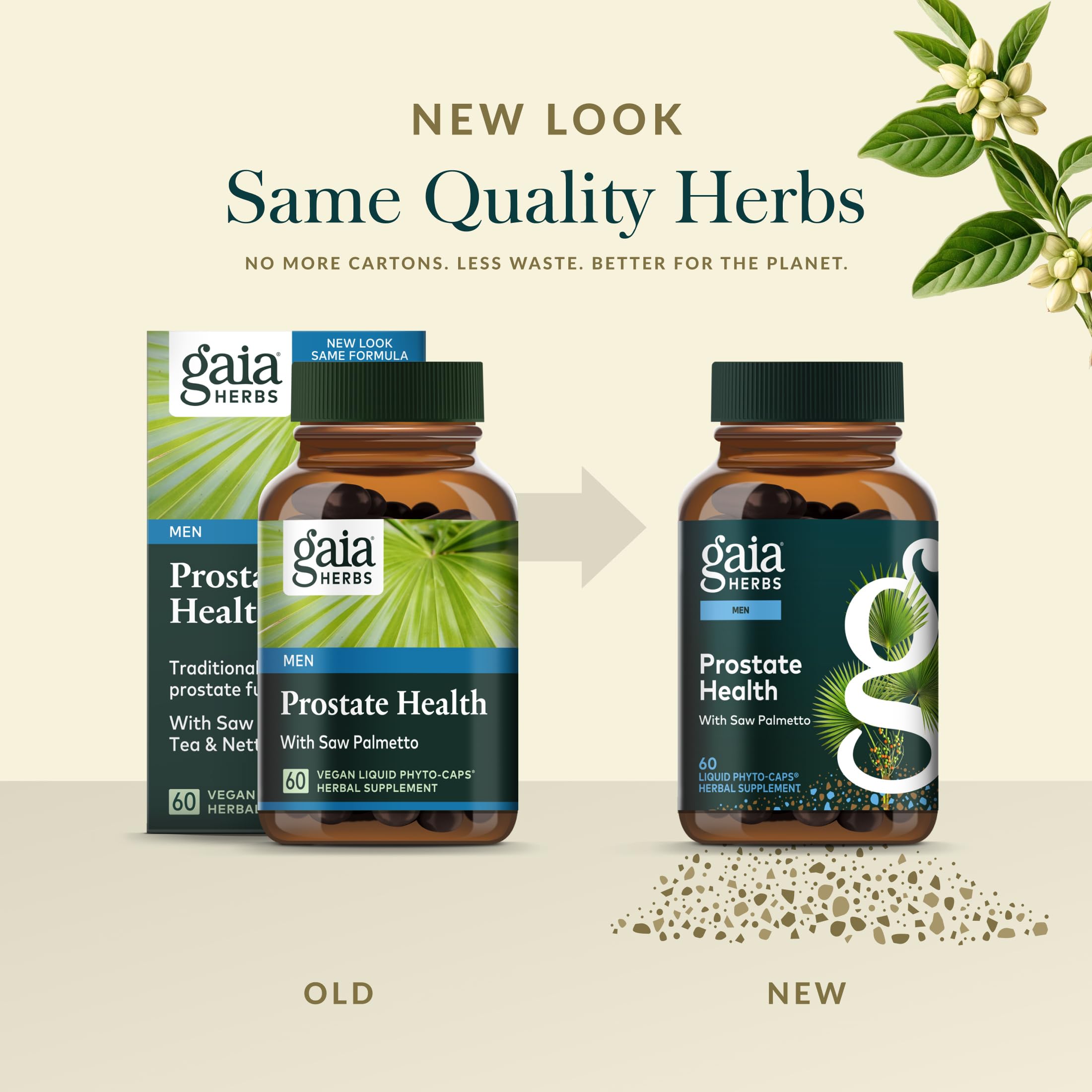 Gaia Herbs Prostate Health nettle root visual suggests herbal balance
