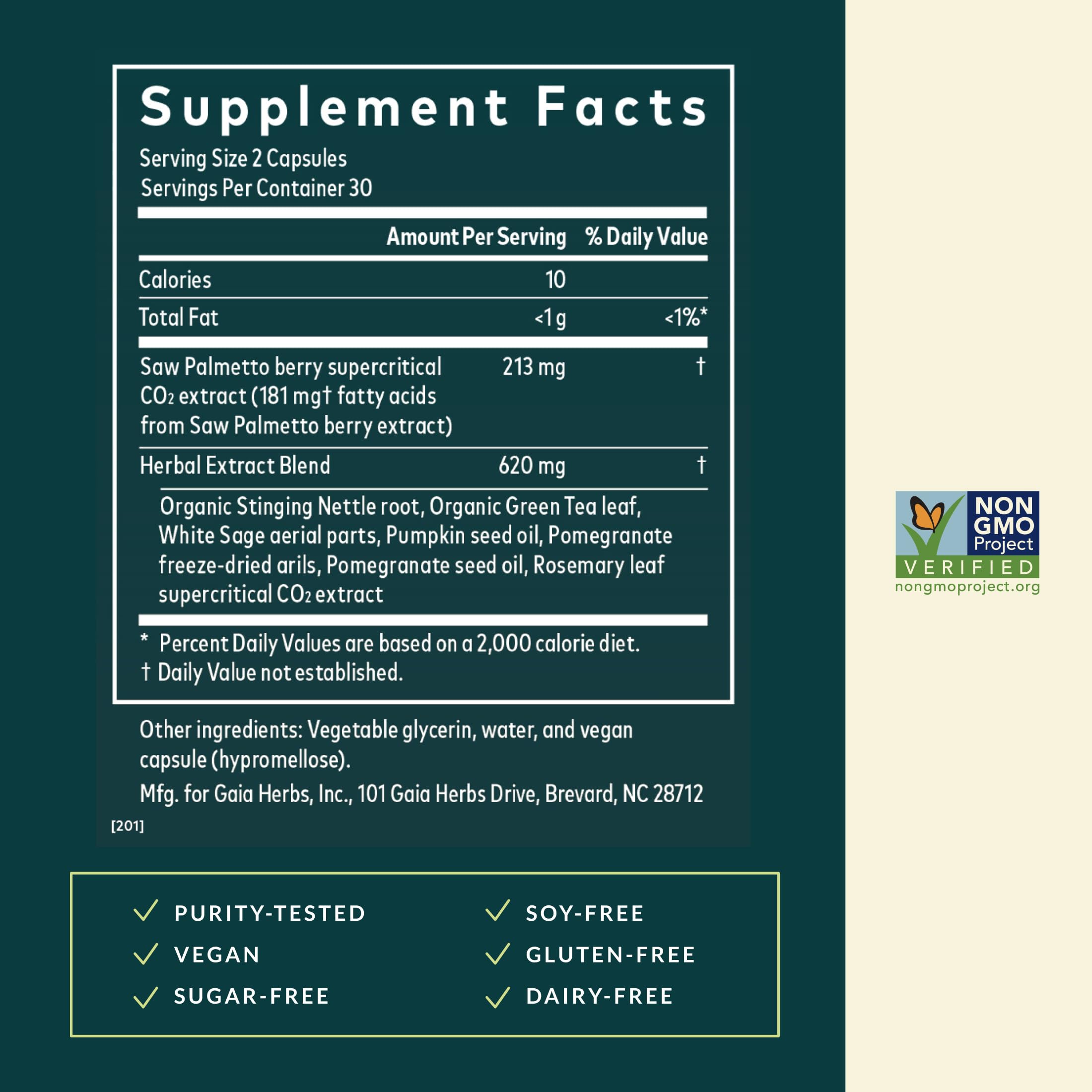 Gaia Herbs Prostate Health vegan capsules for convenient daily use