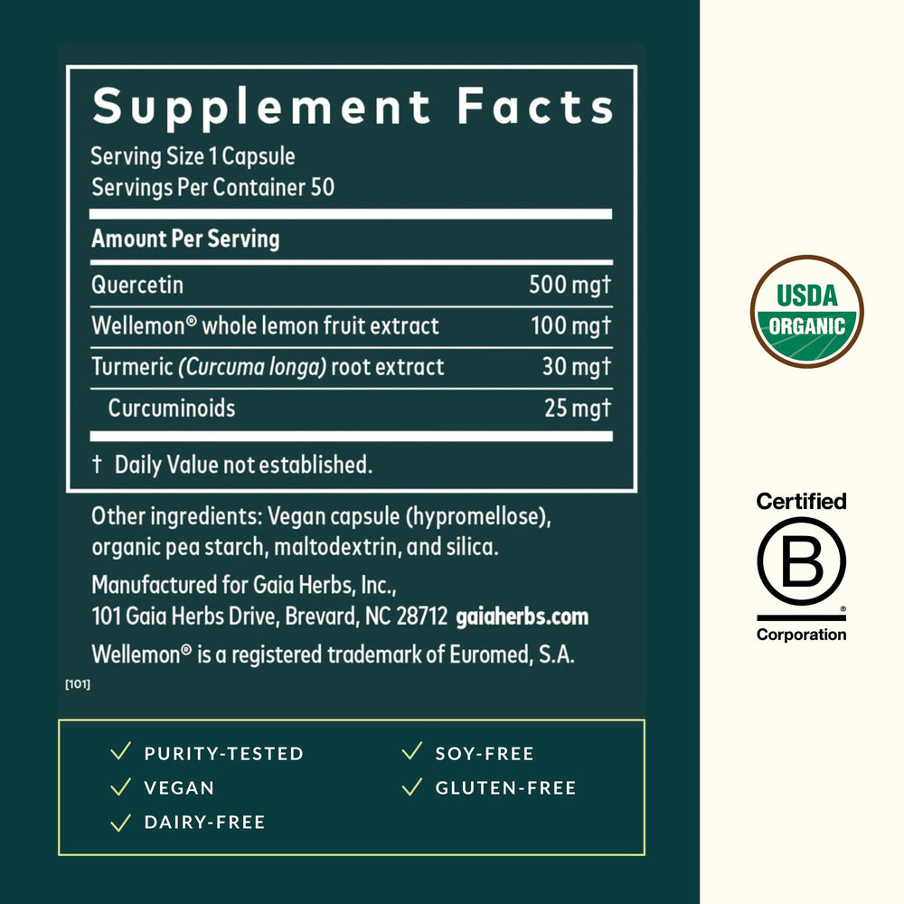 Lemon fruit extract visible, suggesting natural flavor and immune-friendly ingredients.