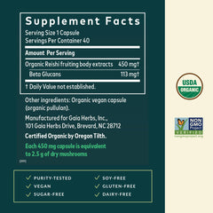Gaia Herbs Reishi capsules ready for daily adaptogen use.
