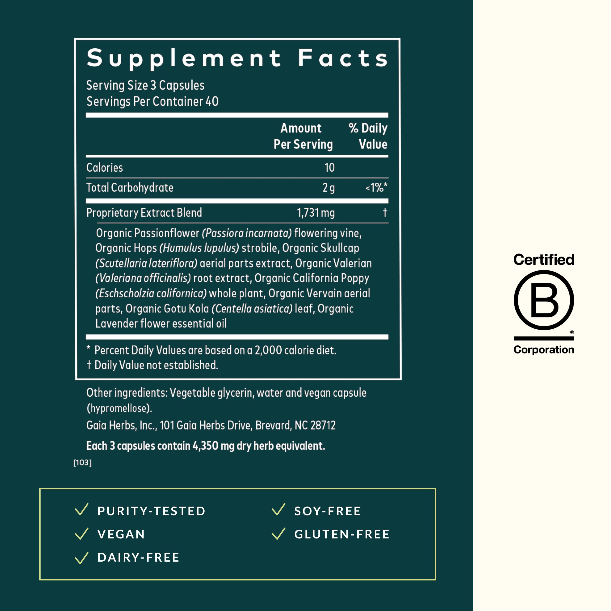 Gaia Herbs Sound Sleep capsules being poured for your nightly routine.
