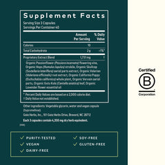 Gaia Herbs Sound Sleep capsules being poured for your nightly routine.