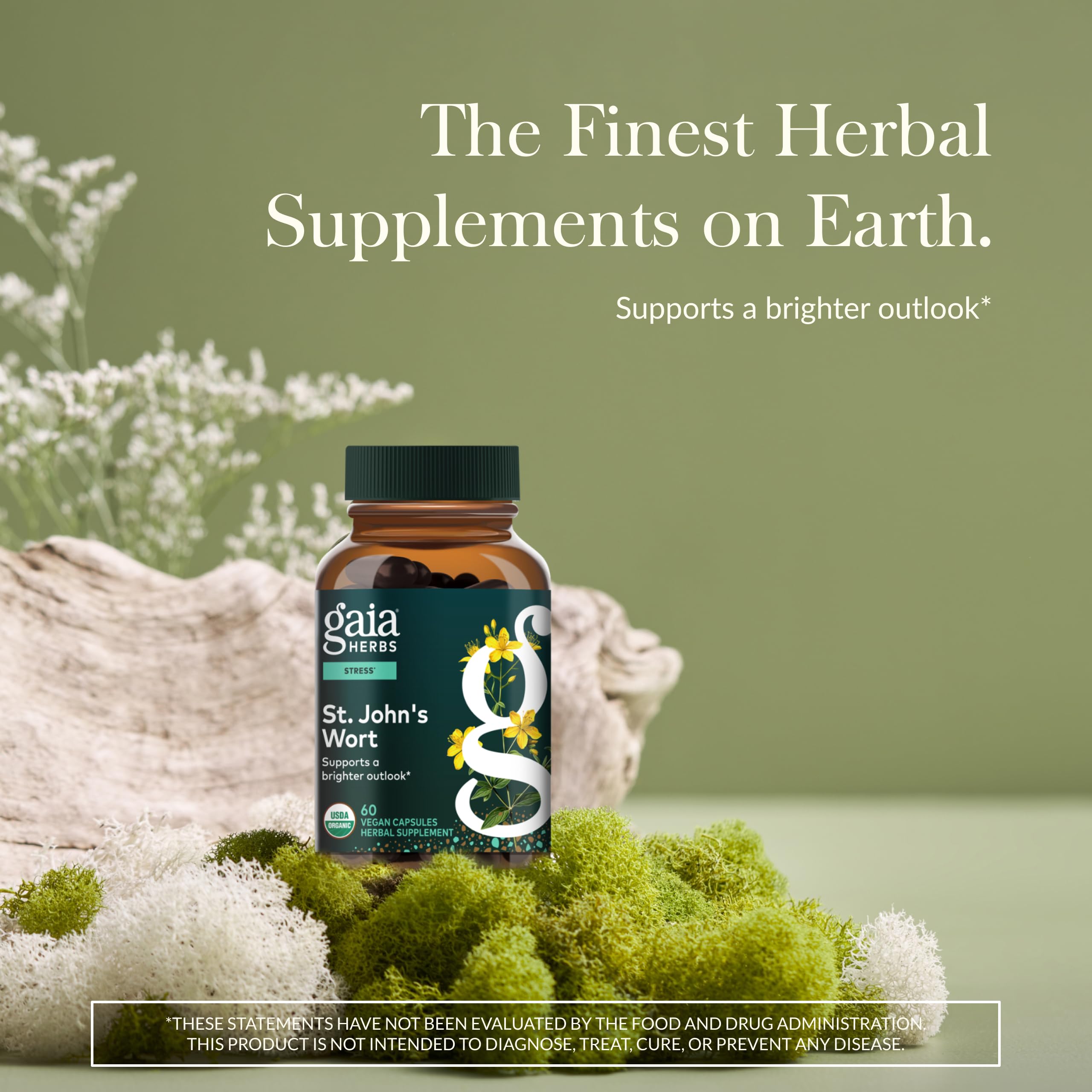 Gaia Herbs St. John's Wort vegan capsules (60-count) for daily balance.