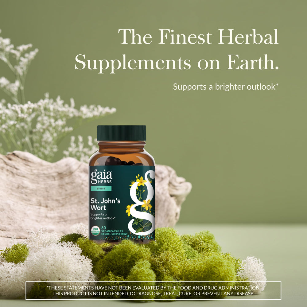 Gaia Herbs St. John's Wort vegan capsules (60-count) for daily balance.