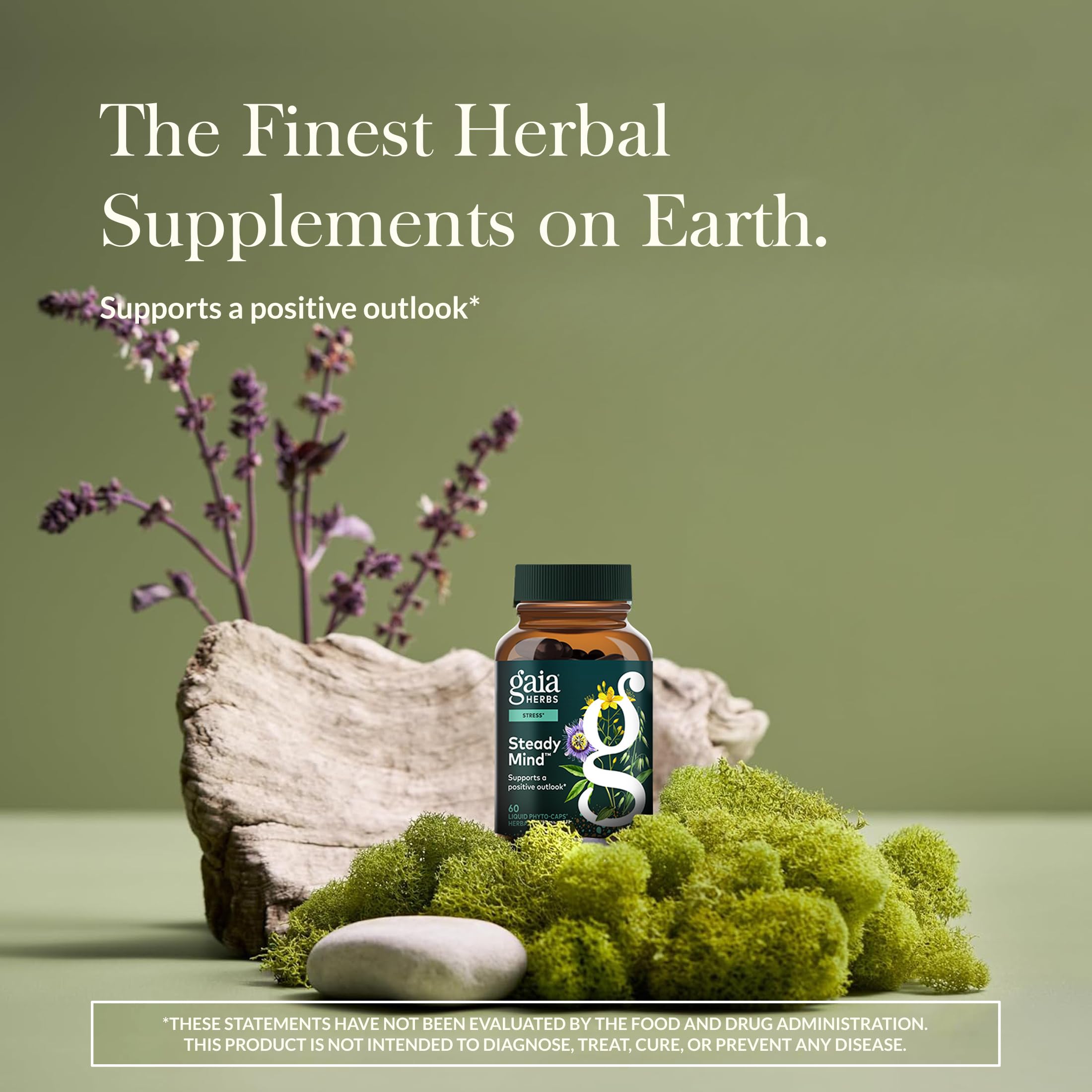 Gaia Herbs Steady Mind bottle back with supplement details