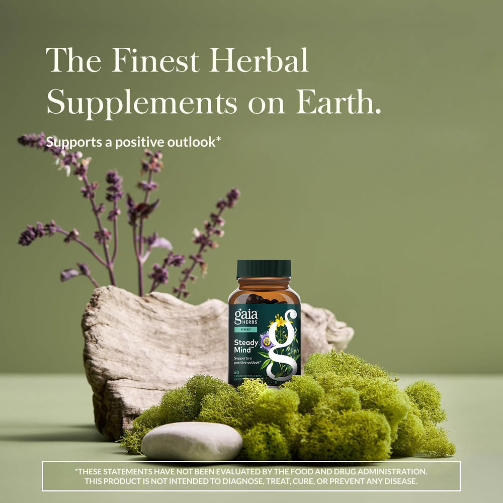 Gaia Herbs Steady Mind bottle back with supplement details
