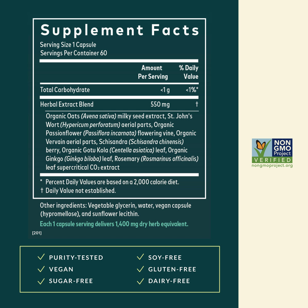 Gaia Herbs Steady Mind ingredient close-up St Johns Wort