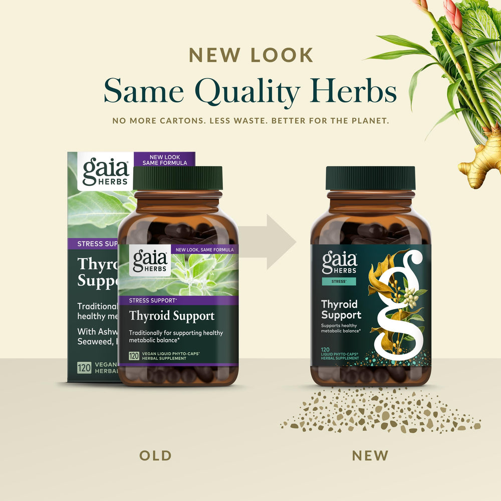 Gaia Herbs Thyroid Support brown seaweed ingredient closeup