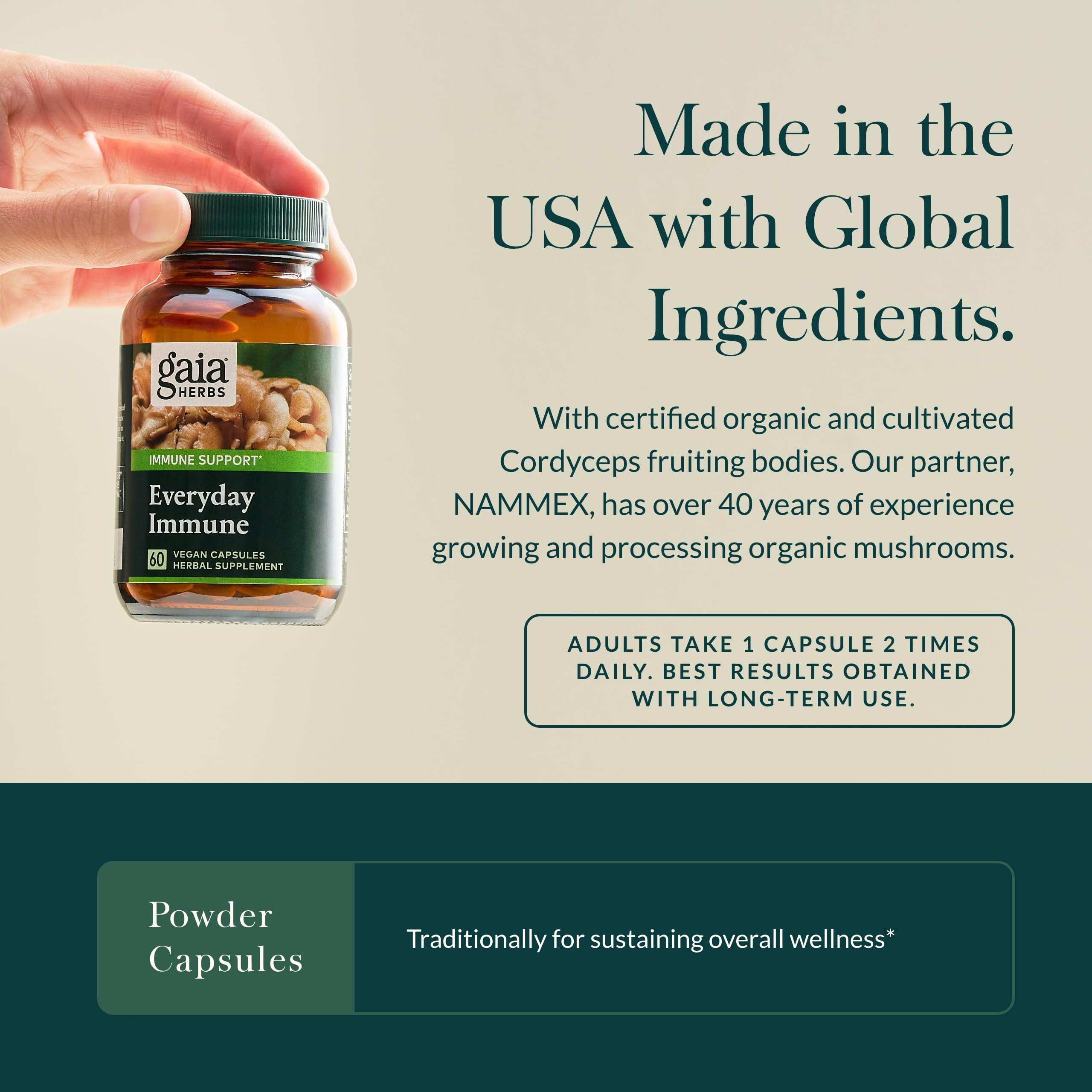 Earthy turmeric root paired with Gaia Herbs blend for warmth in daily routine.