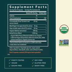 Gaia Herbs Turmeric Supreme Ache P.M. label front highlighting herbal blend for occasional discomfort