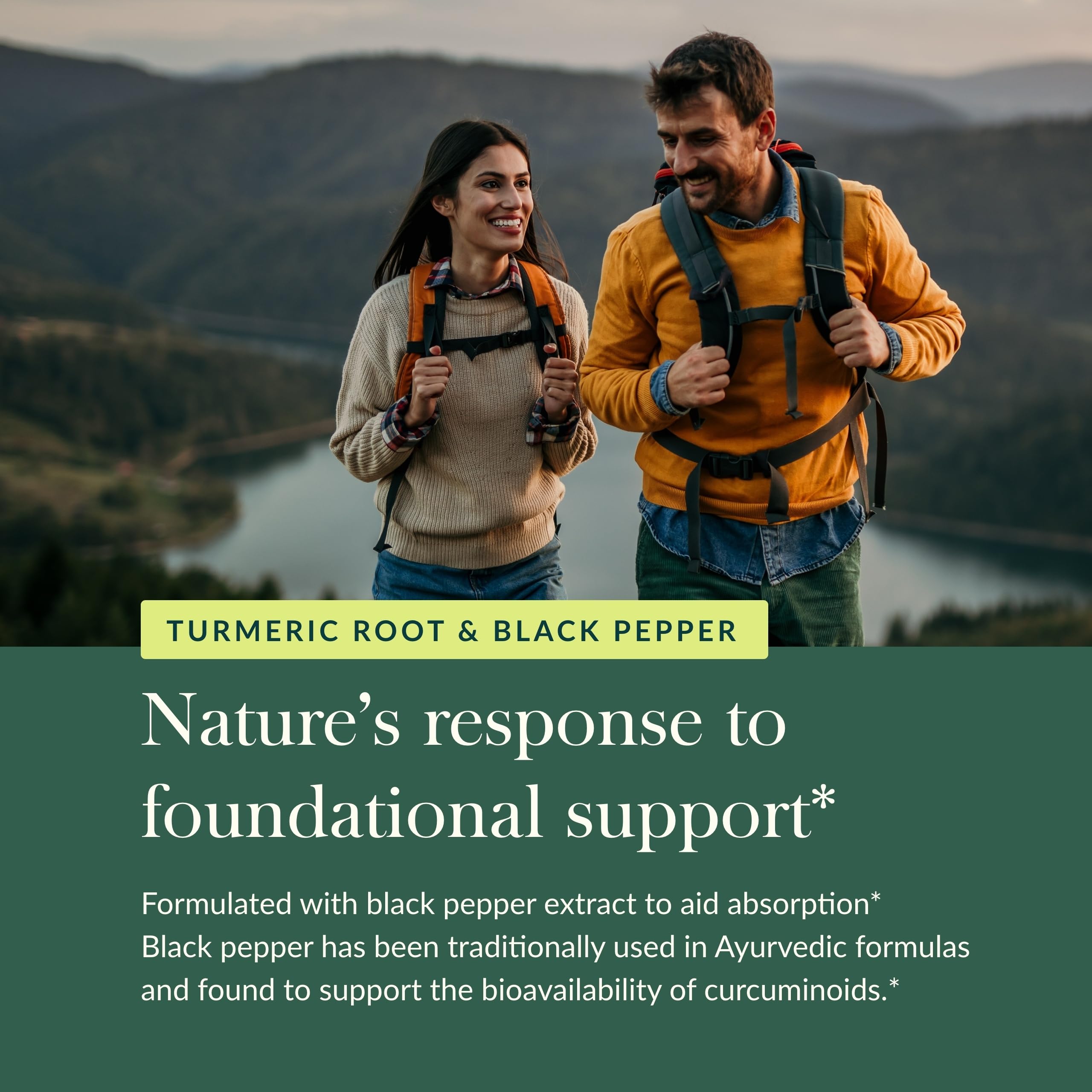 Gaia Herbs Turmeric Supreme bottle with black pepper for enhanced absorption.