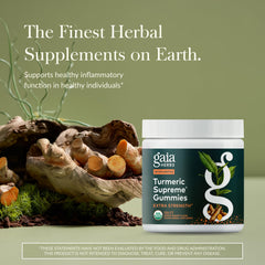 Gaia Herbs Turmeric Supreme Gummies being poured for easy daily dosing