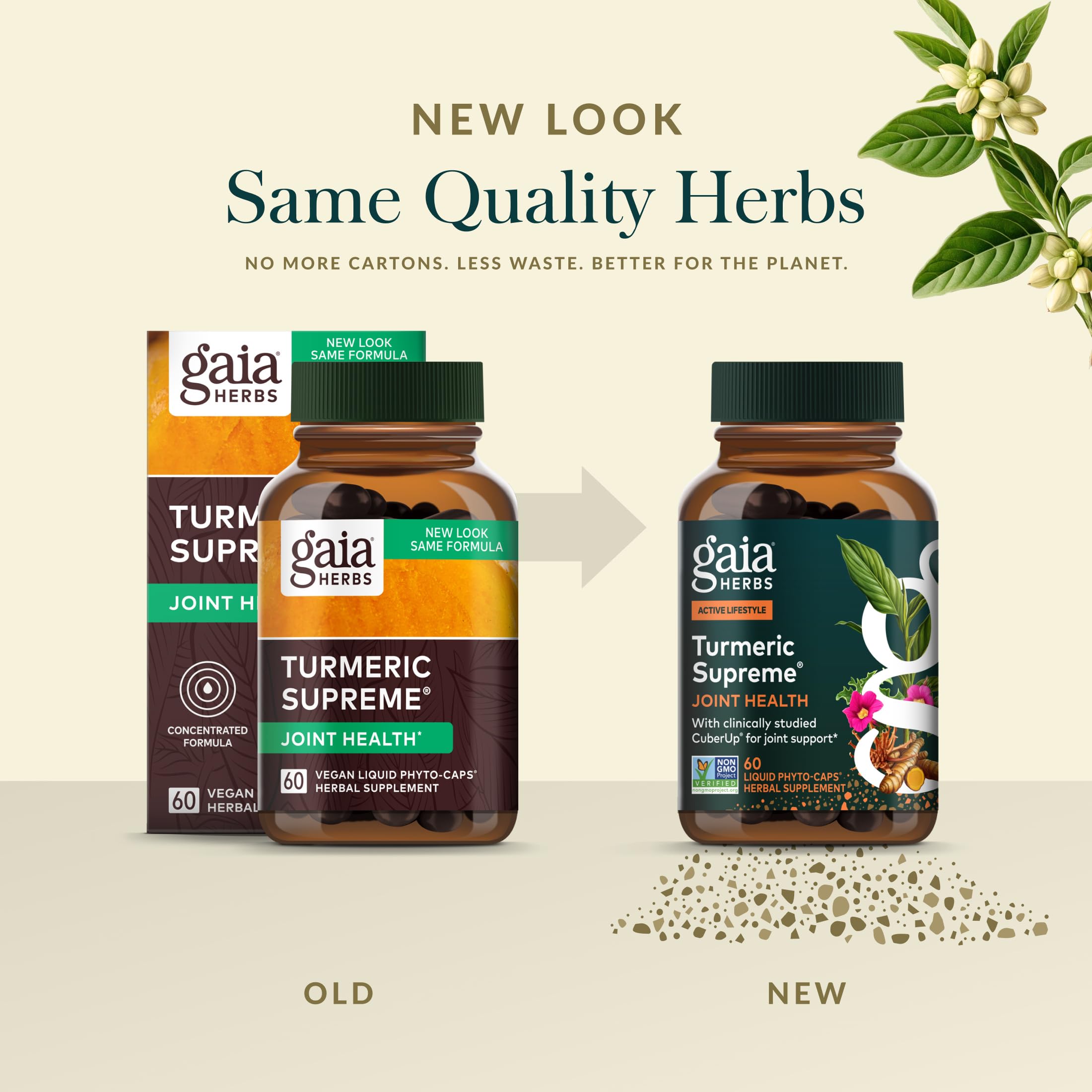 Gaia Herbs Turmeric Supreme black pepper closeup for enhanced absorption