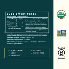 Gaia Herbs USDA Organic elderberries logo emphasizing organic quality and accountability