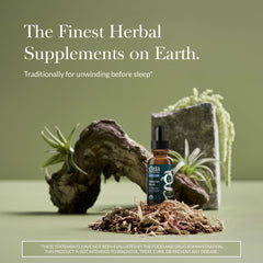 Gaia Herbs Valerian Liquid Drops close-up showing soothing night-time use.
